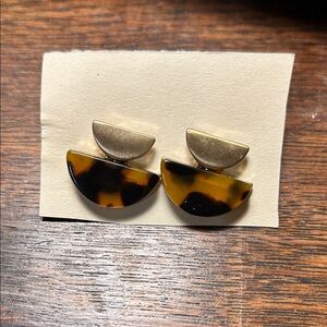Tortoiseshell and Gold Geometric Earrings